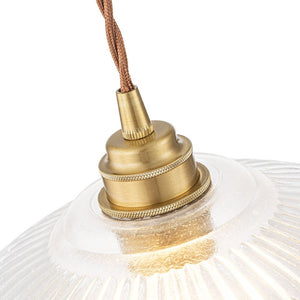 LightFixturesUSA - French Retro 1 - Light Clear Ribbed Glass Dome Pendant - Pendant Light - 15 in (Pre - Order & 2 - 3 Weeks) - 