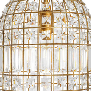 LightFixturesUSA - French Shabby Chic Antique Brass Crystal Cage Chandelier - Chandelier - Brass - 