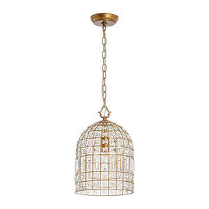LightFixturesUSA - French Shabby Chic Antique Brass Crystal Cage Chandelier - Chandelier - Brass - 