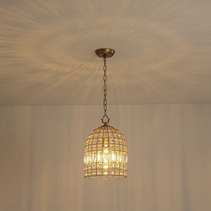 LightFixturesUSA - French Shabby Chic Antique Brass Crystal Cage Chandelier - Chandelier - Brass - 