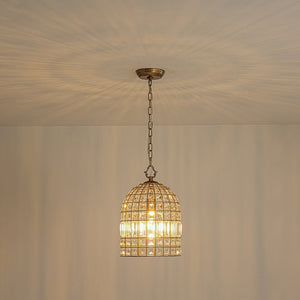 LightFixturesUSA - French Shabby Chic Antique Brass Crystal Cage Chandelier - Chandelier - Brass - 