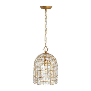 LightFixturesUSA - French Shabby Chic Antique Brass Crystal Cage Chandelier - Chandelier - Brass - 