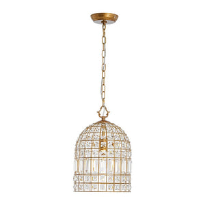 LightFixturesUSA - French Shabby Chic Antique Brass Crystal Cage Chandelier - Chandelier - Brass - 