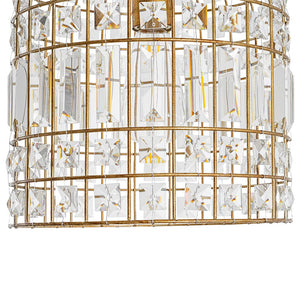 LightFixturesUSA - French Shabby Chic Antique Brass Crystal Cage Chandelier - Chandelier - Brass - 