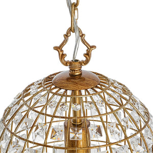 LightFixturesUSA - French Shabby Chic Antique Brass Crystal Cage Chandelier - Chandelier - Brass - 