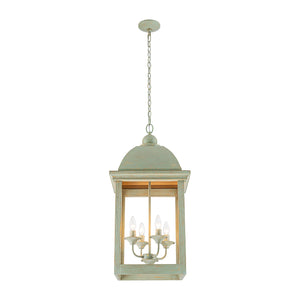 LightFixturesUSA-French Shabby Chic Patina Style Square Lantern Chandelier-Chandelier-15.4 in-