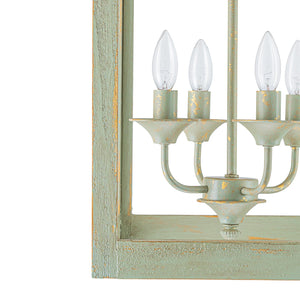 LightFixturesUSA-French Shabby Chic Patina Style Square Lantern Chandelier-Chandelier-15.4 in-