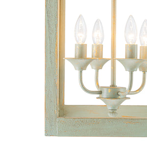 LightFixturesUSA-French Shabby Chic Patina Style Square Lantern Chandelier-Chandelier-15.4 in-