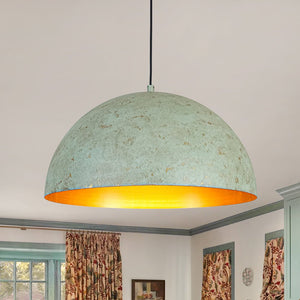 LightFixturesUSA - French Shabby Chic Weathered Patina Green Oversized Dome Pendant - Pendant Light - 23.6 in - 