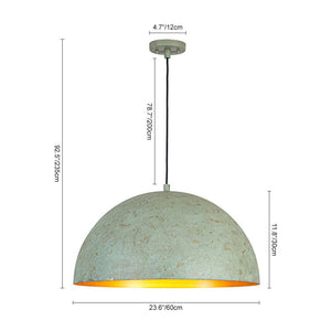 LightFixturesUSA - French Shabby Chic Weathered Patina Green Oversized Dome Pendant - Pendant Light - 23.6 in - 