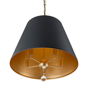 LightFixturesUSA - French Vintage Black Gold Iron Drum Cage Chandelier - Chandelier - 19.7 in - 
