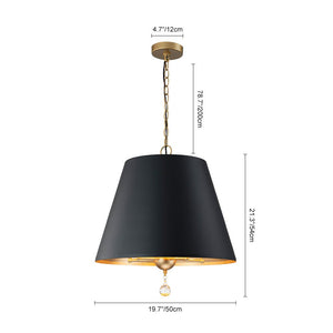 LightFixturesUSA - French Vintage Black Gold Iron Drum Cage Chandelier - Chandelier - 19.7 in - 