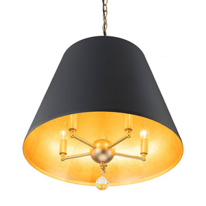 LightFixturesUSA - French Vintage Black Gold Iron Drum Cage Chandelier - Chandelier - 19.7 in - 