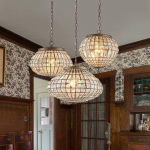 LightFixturesUSA-French Vintage Bronze Glam Crystal Globe Chandelier-Chandelier-15.0 in W * 11.0 in H-