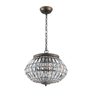 LightFixturesUSA-French Vintage Bronze Glam Crystal Globe Chandelier-Chandelier-20.5 in W * 15.0 in H-