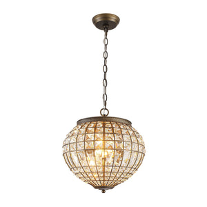 LightFixturesUSA-French Vintage Bronze Glam Crystal Globe Chandelier-Chandelier-20.5 in W * 15.0 in H-