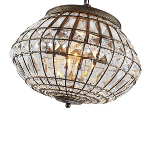 LightFixturesUSA-French Vintage Bronze Glam Crystal Globe Chandelier-Chandelier-20.5 in W * 15.0 in H-