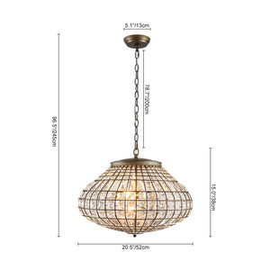 LightFixturesUSA-French Vintage Bronze Glam Crystal Globe Chandelier-Chandelier-20.5 in W * 15.0 in H-