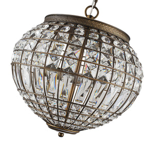 LightFixturesUSA-French Vintage Bronze Glam Crystal Globe Chandelier-Chandelier-20.5 in W * 15.0 in H-