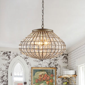 LightFixturesUSA-French Vintage Bronze Glam Crystal Globe Chandelier-Chandelier-20.5 in W * 15.0 in H-