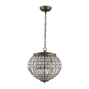 LightFixturesUSA-French Vintage Bronze Glam Crystal Globe Chandelier-Chandelier-20.5 in W * 15.0 in H-