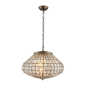 LightFixturesUSA-French Vintage Bronze Glam Crystal Globe Chandelier-Chandelier-20.5 in W * 15.0 in H-
