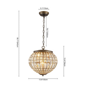 LightFixturesUSA-French Vintage Bronze Glam Crystal Globe Chandelier-Chandelier-20.5 in W * 15.0 in H-