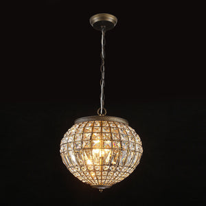 LightFixturesUSA-French Vintage Bronze Glam Crystal Globe Chandelier-Chandelier-20.5 in W * 15.0 in H-