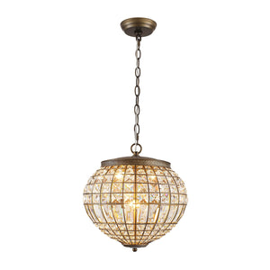LightFixturesUSA-French Vintage Bronze Glam Crystal Globe Chandelier-Chandelier-20.5 in W * 15.0 in H-