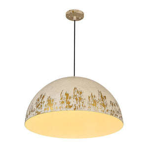 LightFixturesUSA - French Vintage Weathered Gilded Oversized Iron Dome Pendant - Pendant Light - Beige Patina - 