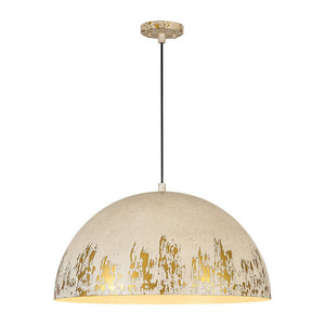 LightFixturesUSA - French Vintage Weathered Gilded Oversized Iron Dome Pendant - Pendant Light - Beige Patina - 