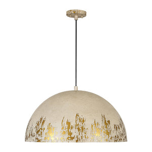 LightFixturesUSA - French Vintage Weathered Gilded Oversized Iron Dome Pendant - Pendant Light - Beige Patina - 
