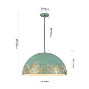 LightFixturesUSA - French Vintage Weathered Gilded Oversized Iron Dome Pendant - Pendant Light - Beige Patina - 
