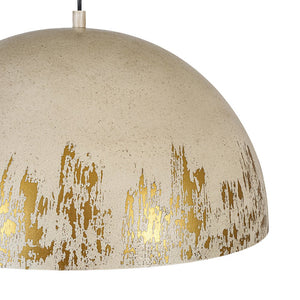 LightFixturesUSA - French Vintage Weathered Gilded Oversized Iron Dome Pendant - Pendant Light - Beige Patina - 