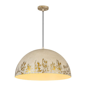 LightFixturesUSA - French Vintage Weathered Gilded Oversized Iron Dome Pendant - Pendant Light - Beige Patina - 