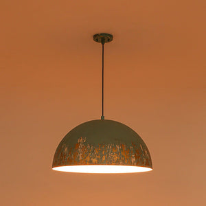 LightFixturesUSA - French Vintage Weathered Gilded Oversized Iron Dome Pendant - Pendant Light - Beige Patina - 