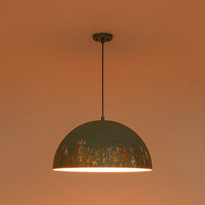 LightFixturesUSA - French Vintage Weathered Gilded Oversized Iron Dome Pendant - Pendant Light - Beige Patina - 