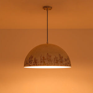 LightFixturesUSA - French Vintage Weathered Gilded Oversized Iron Dome Pendant - Pendant Light - Beige Patina - 