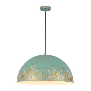 LightFixturesUSA - French Vintage Weathered Gilded Oversized Iron Dome Pendant - Pendant Light - Beige Patina - 