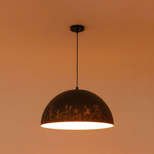 LightFixturesUSA - French Vintage Weathered Gilded Oversized Iron Dome Pendant - Pendant Light - Beige Patina - 