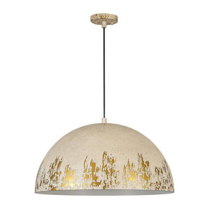 LightFixturesUSA - French Vintage Weathered Gilded Oversized Iron Dome Pendant - Pendant Light - Beige Patina - 
