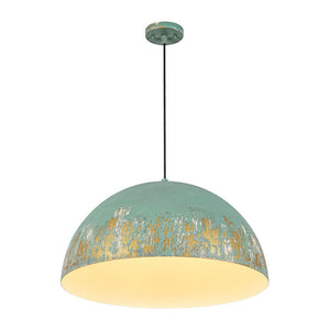 LightFixturesUSA - French Vintage Weathered Gilded Oversized Iron Dome Pendant - Pendant Light - Beige Patina - 
