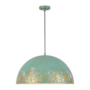LightFixturesUSA - French Vintage Weathered Gilded Oversized Iron Dome Pendant - Pendant Light - Beige Patina - 