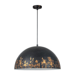 LightFixturesUSA - French Vintage Weathered Gilded Oversized Iron Dome Pendant - Pendant Light - Beige Patina - 