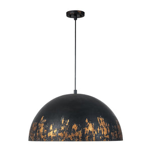 LightFixturesUSA - French Vintage Weathered Gilded Oversized Iron Dome Pendant - Pendant Light - Beige Patina - 