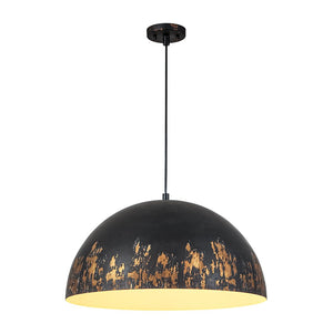LightFixturesUSA - French Vintage Weathered Gilded Oversized Iron Dome Pendant - Pendant Light - Beige Patina - 