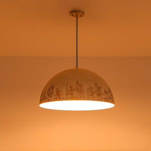 LightFixturesUSA - French Vintage Weathered Gilded Oversized Iron Dome Pendant - Pendant Light - Beige Patina - 