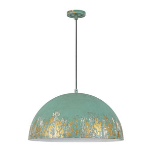 LightFixturesUSA - French Vintage Weathered Gilded Oversized Iron Dome Pendant - Pendant Light - Beige Patina - 