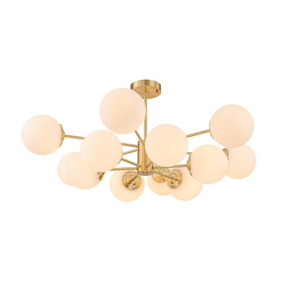 LightFixturesUSA - Frosted Glass Bubble 2 - Tier Sputnik Semi Flush Chandelier - Chandelier - Brass - 