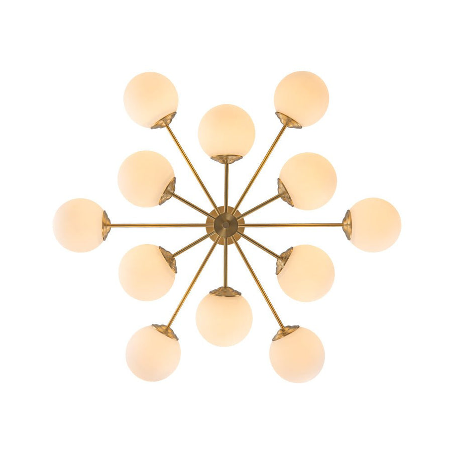 LightFixturesUSA - Frosted Glass Bubble 2 - Tier Sputnik Semi Flush Chandelier - Chandelier - Brass - 